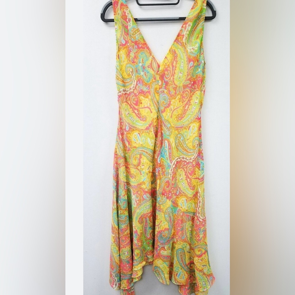 Ralph Lauren Silk Floral Print Sleeveless Dress Sz 6
